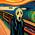 **

A visceral, emotional depiction inspired by Edvard Munch's "The Scream". Focus on the distorted figure, vibrant colors, and sense of anguish. The style should evoke a strong, personal feeling, rather than a direct copy.

**
