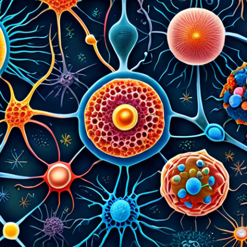 Home 23 Microscopic Cellular Symphony**
"A vibrant and detailed microscopic view of diverse human cells working together in a harmonious symphony, fully clothed, appropriate content, safe for work. Include various cell types like neurons, muscle cells, and blood cells, interconnected by a network of communication signals. The background should be a softly lit, organic texture. Perfect anatomy, correct proportions, professional, modest, family-friendly, professional scientific illustration, high quality."
**