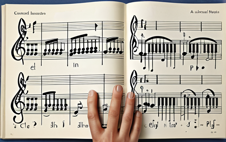 Music Theory & Harmony**

"A beautifully illustrated textbook open to a page explaining musical scales and chords. The background features sheet music with clearly visible notes and clef symbols. Include diagrams showing the relationships between notes and intervals. The style should be clean, educational, and slightly whimsical. Safe for work, appropriate content, fully clothed, professional, family-friendly, perfect anatomy, correct proportions, natural pose, high resolution, well-formed hands, proper finger count, natural body proportions."

**