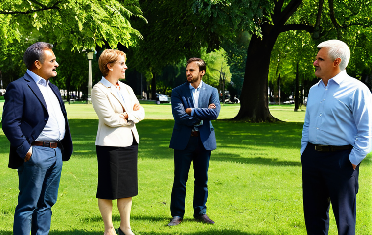 정치사상 - Political Discussion**

"A diverse group of fully clothed people engaged in a friendly debate about ...